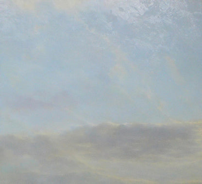 Oil painting by Vasily Korkishko: ethereal clouds over wheat fields