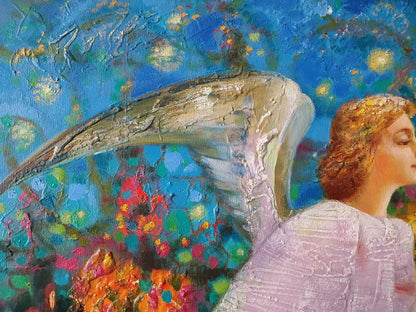 Abstract oil painting Two angels Anatoly Tarabanov