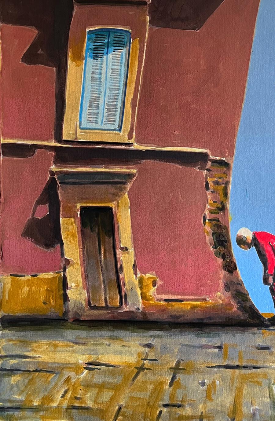 Vibrant red ochre acrylic painting Spirit is not broken by Juan Angel Gonzalez de la Calle