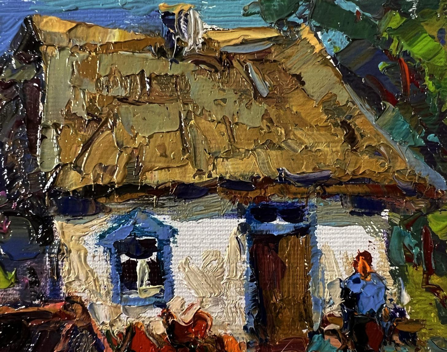 Oil painting Spring in the village by Oksana Ivanyuk: rustic house