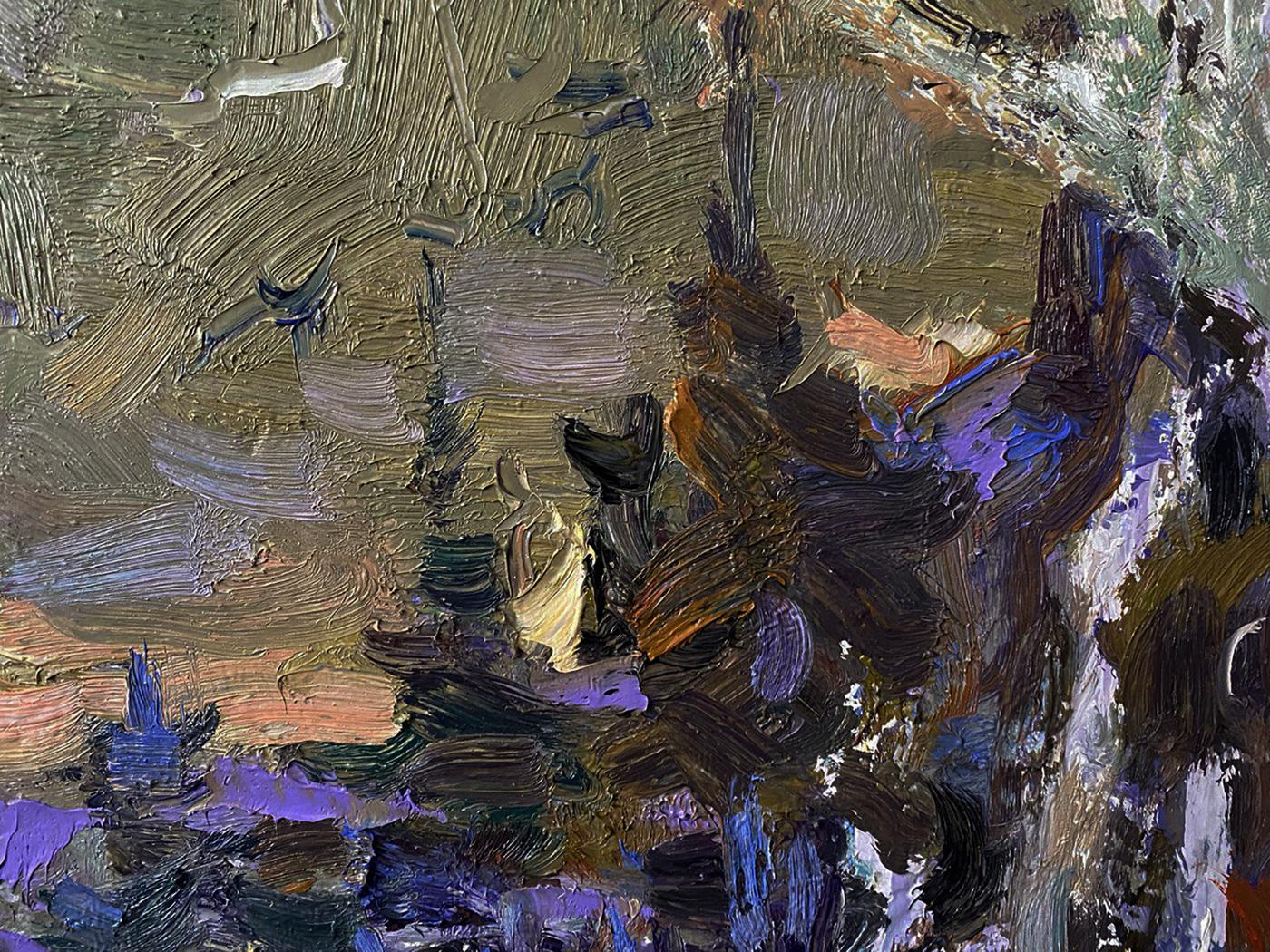 Oil painting Deep Silence by Oleksiy Ivanyuk, abstract earthy browns and purples