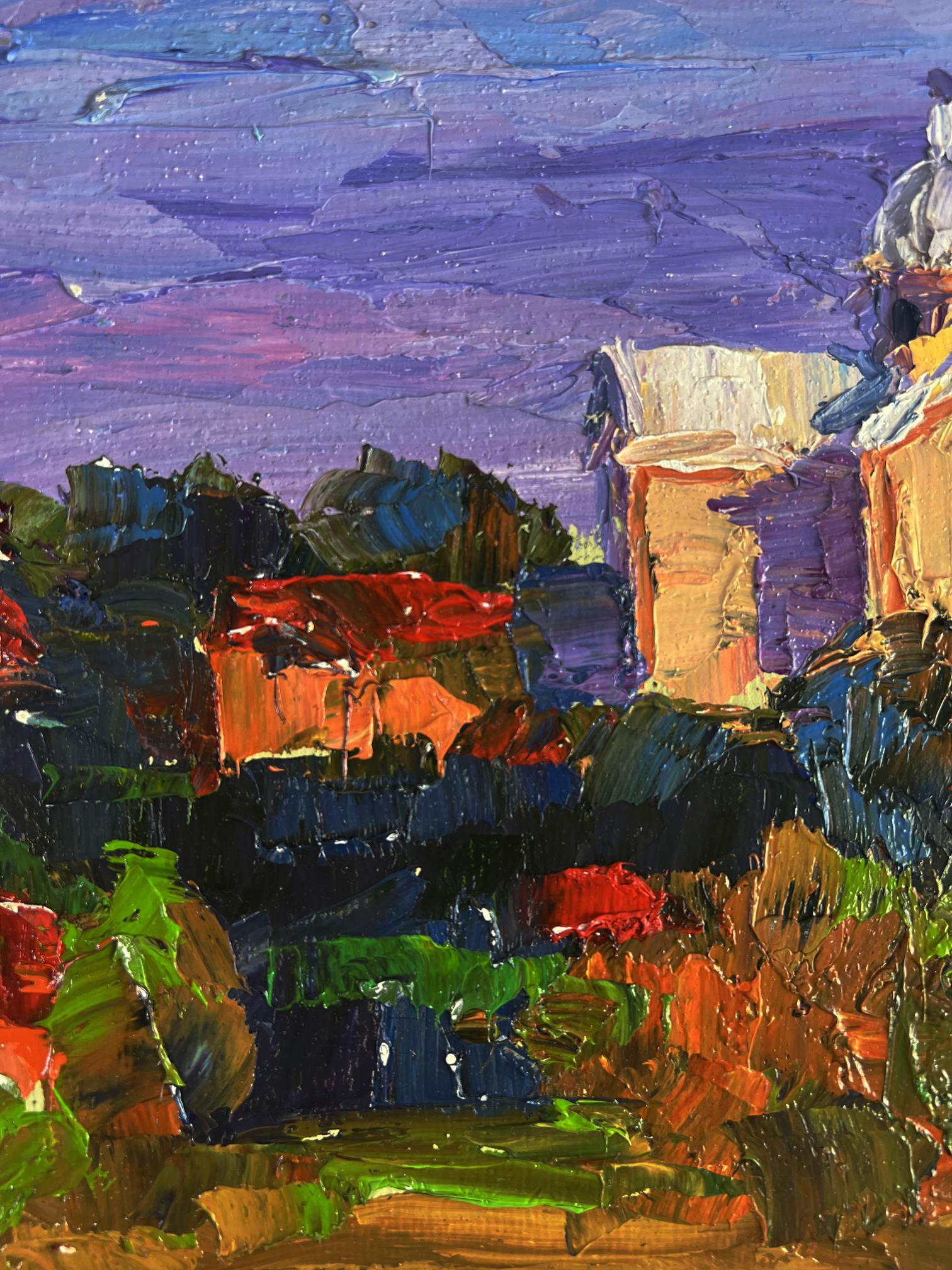 Vibrant impressionist oil painting The Distant Temple by Boris Serdyuk