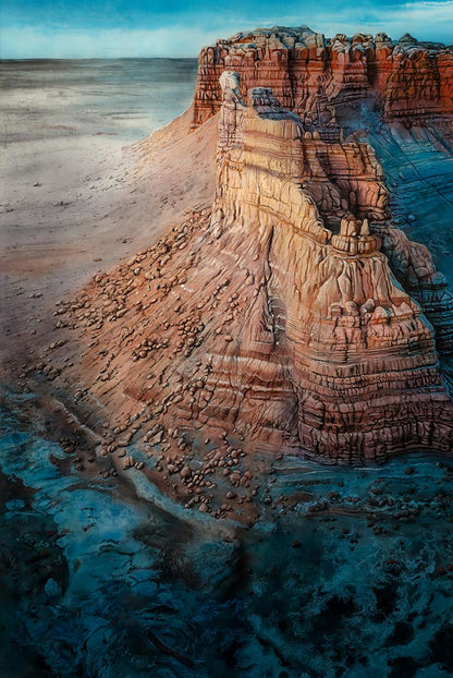 Acrylic painting Lonely Mountain in the Badlands Johannes Wessmark