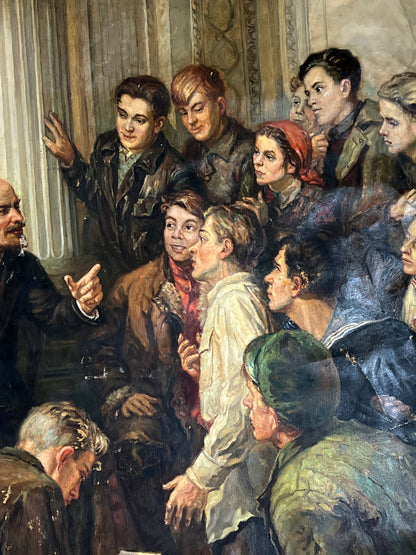 Oil painting Lenin among delegates of the 3rd Congress of Komsomol Viktor Terentyev