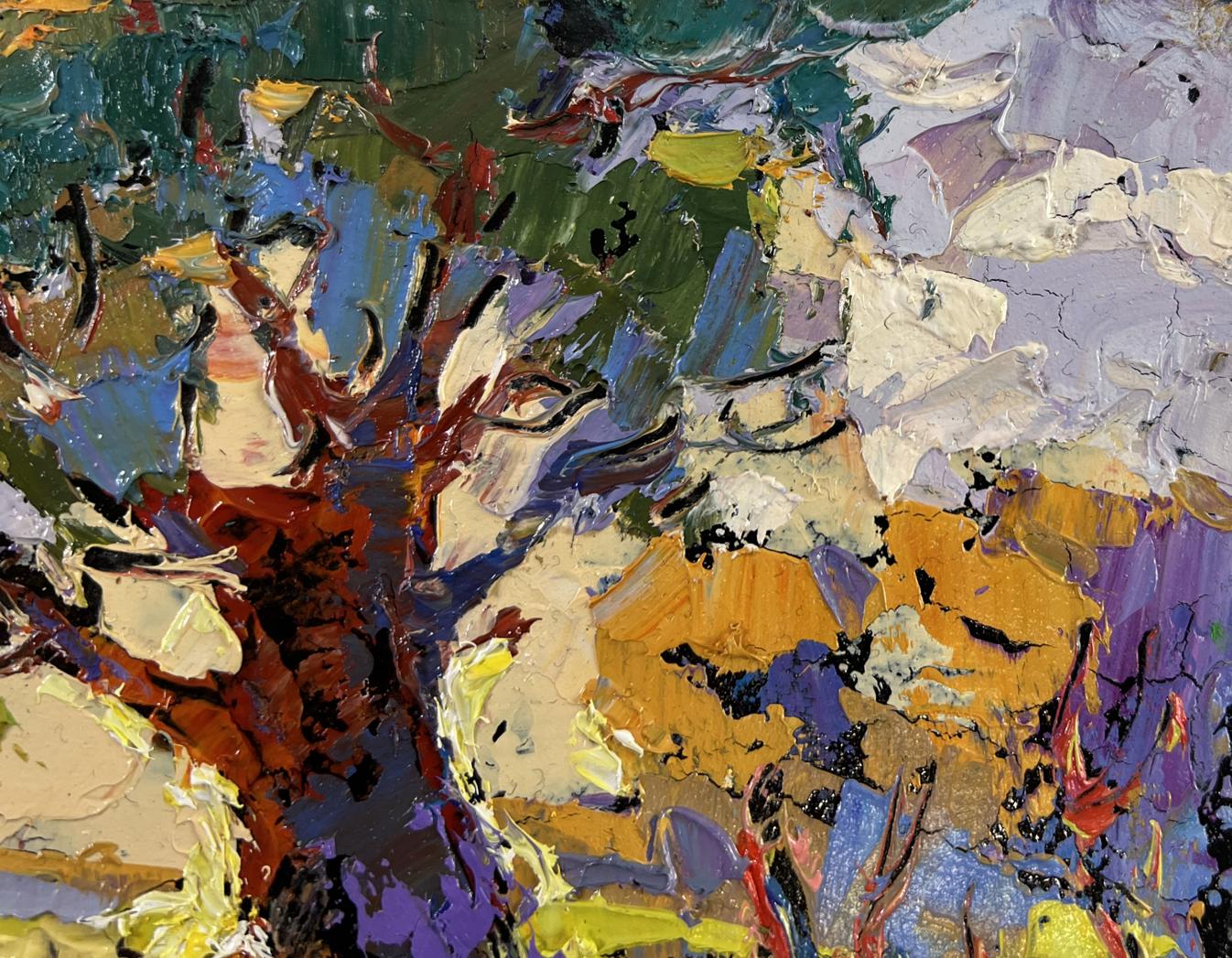 Vibrant impasto oil painting The Heat Hangs Over the Field by Oksana Ivanyuk