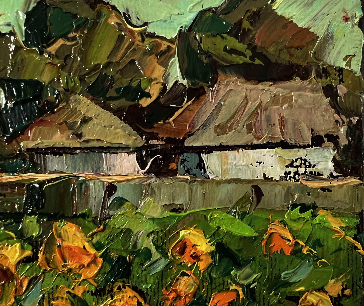 Impasto oil painting of Oksana Ivanyuk Sunny day in village cottage