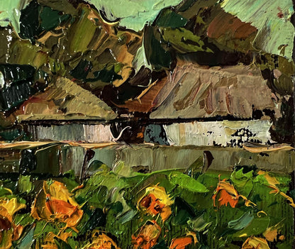 Impasto oil painting of Oksana Ivanyuk Sunny day in village cottage