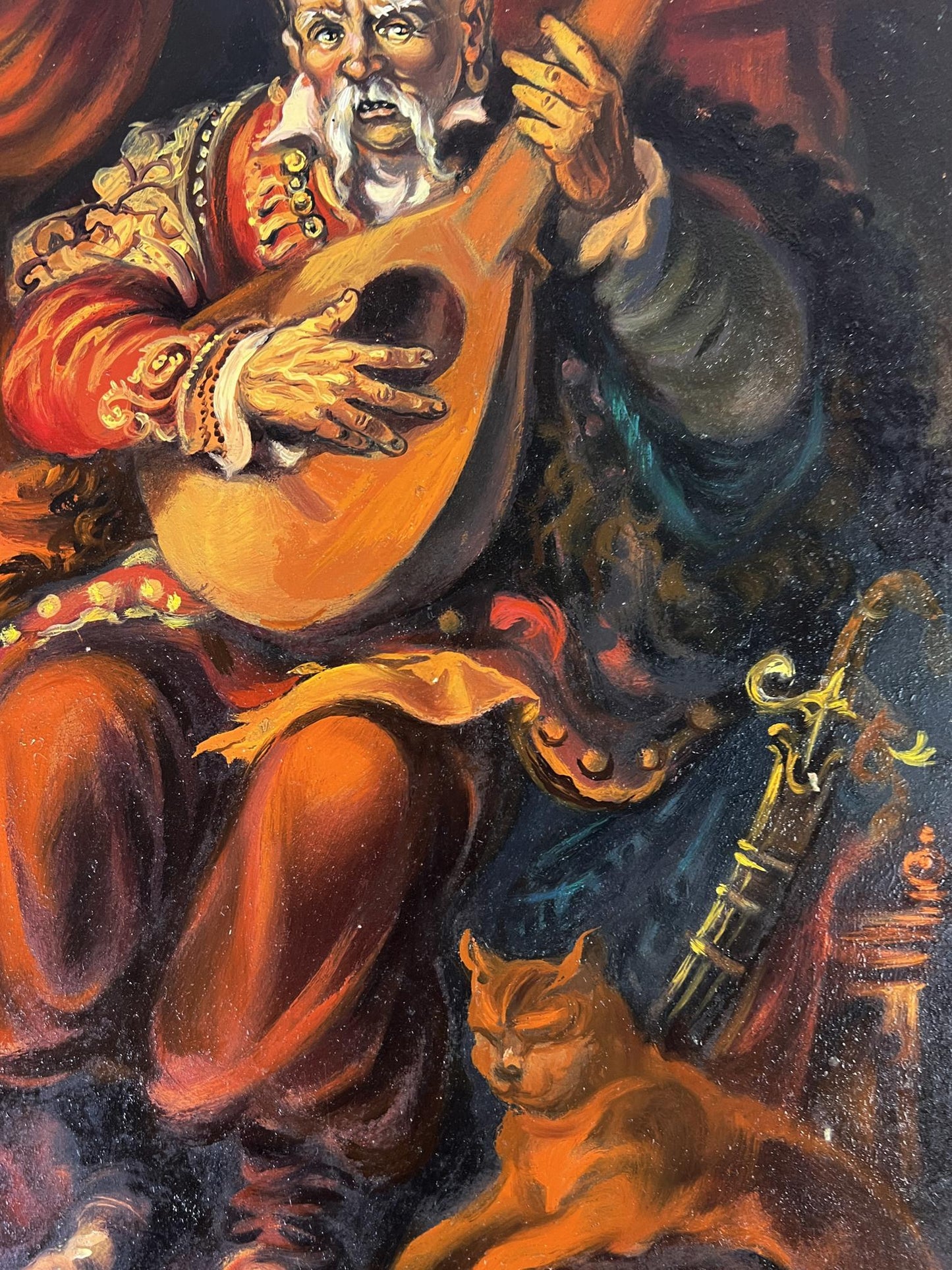 Oil painting of man with bandura by Alexander Litvinov