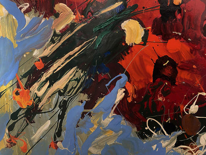 Vibrant oil painting Poppies are red by Oksana Ivanyuk with bold strokes