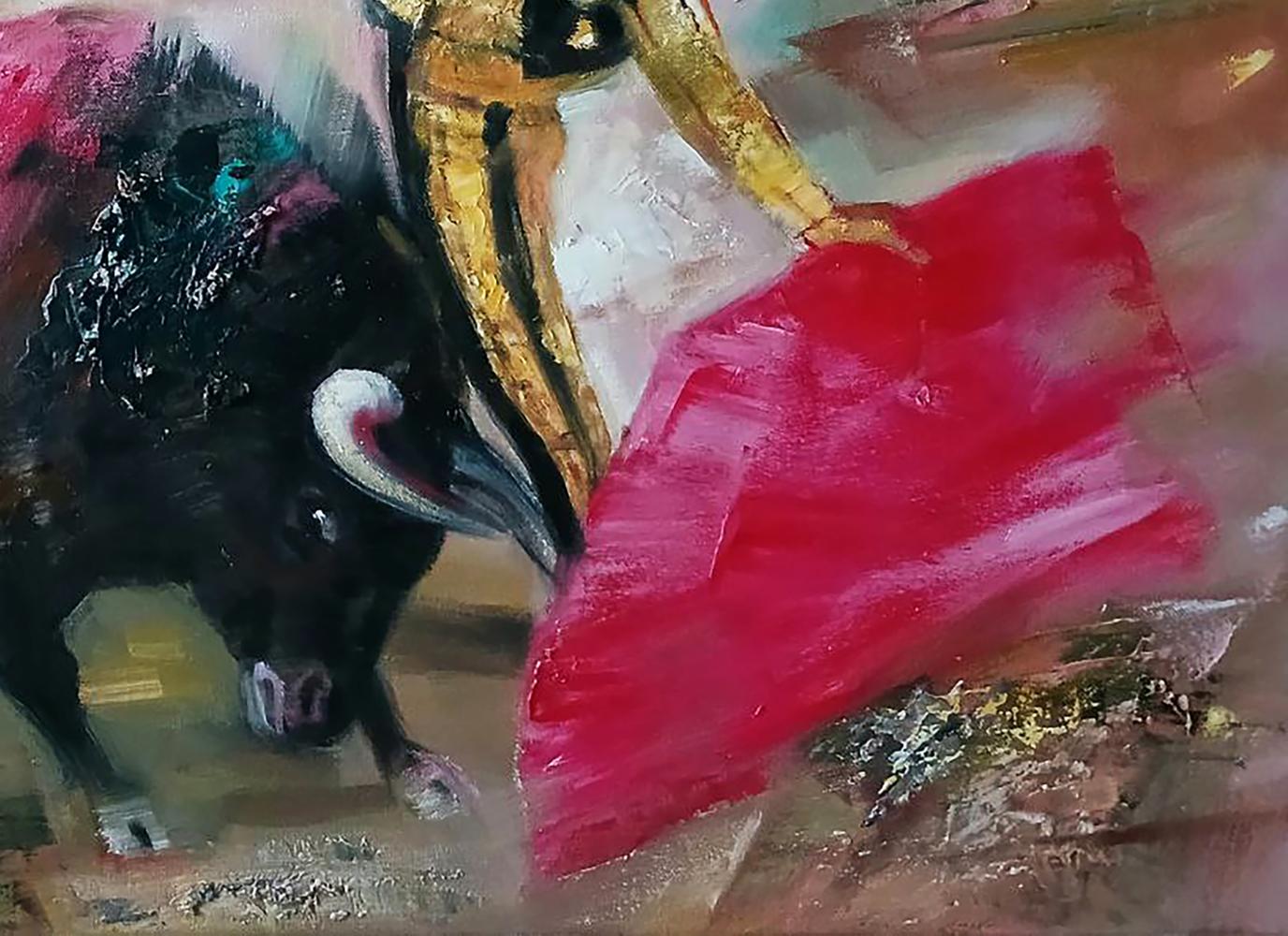 Abstract oil painting of matador and bull by Anatoly Tarabanov