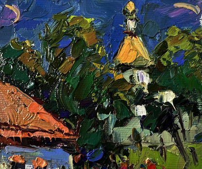 Vibrant impressionist oil painting Weekend in the village by Oksana Ivanyuk