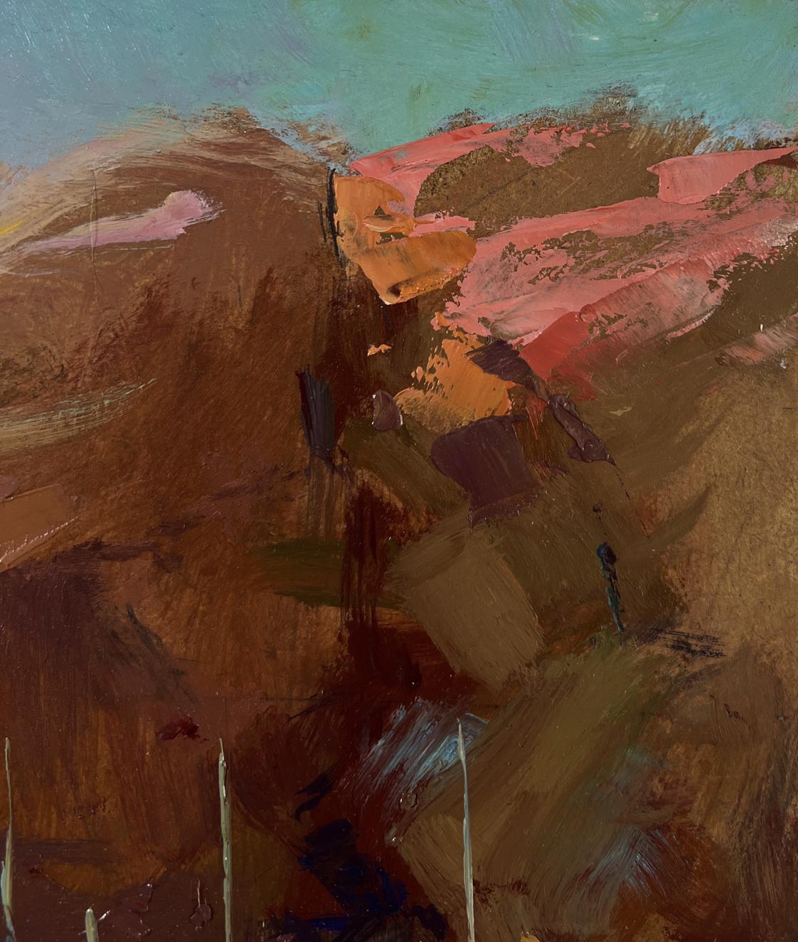 Abstract oil painting of sails against mountains by Yuriy Suprunchuk