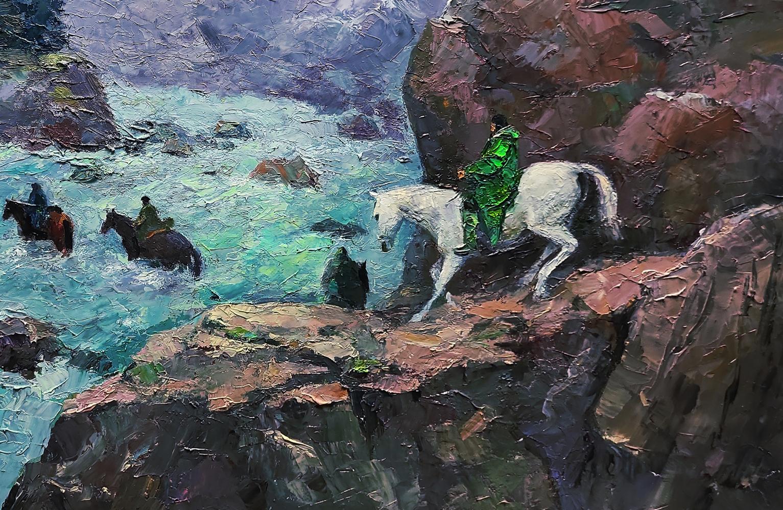 Oil painting Dangerous stream in the mountains by Boris Serdyuk
