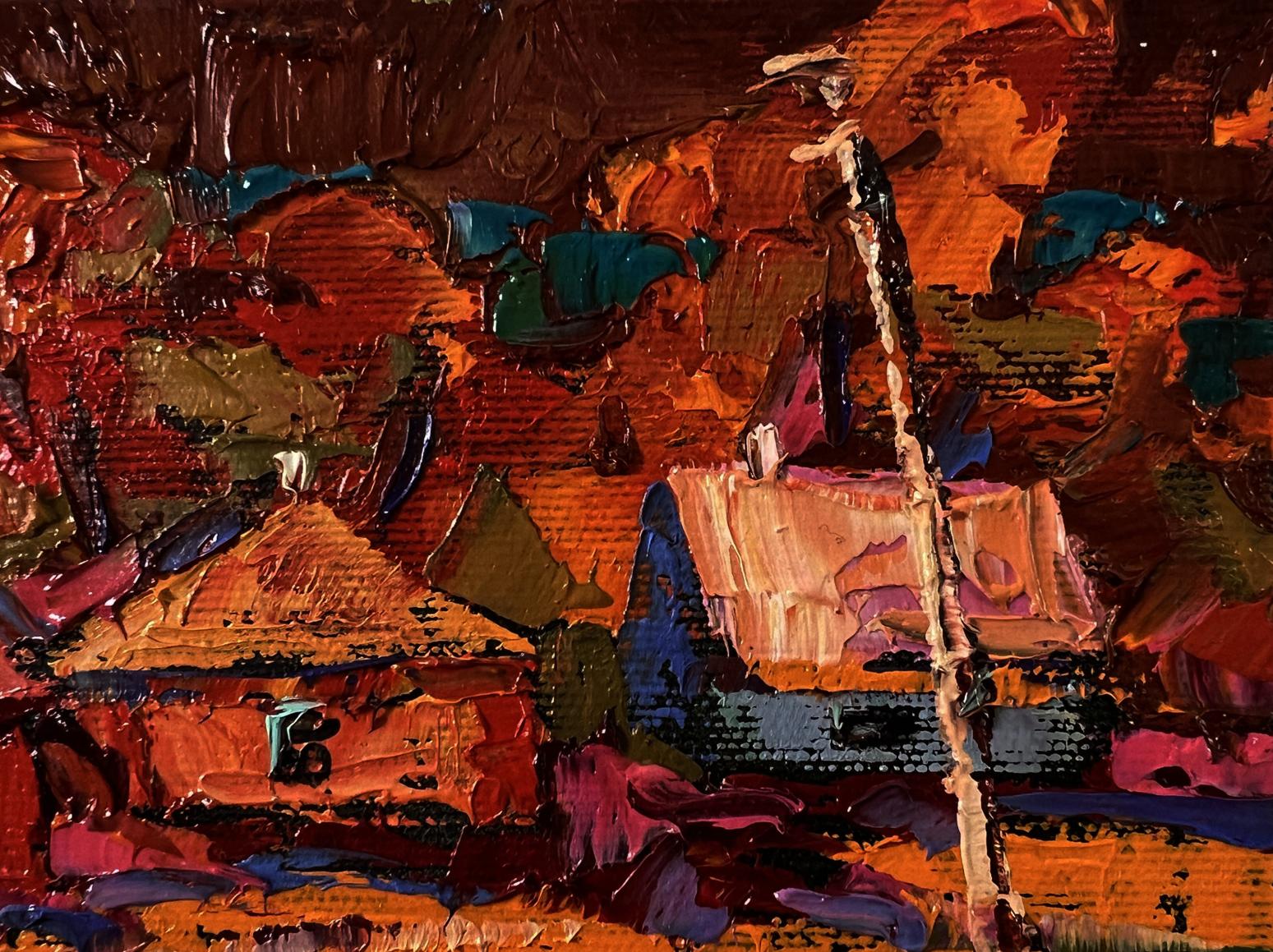 Oil painting Autumn village sunset by Oleksiy Ivanyuk