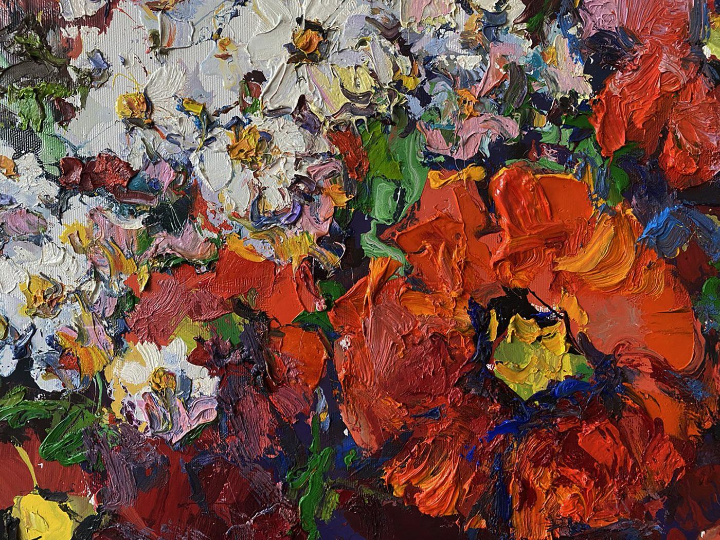Vibrant Field Mood oil painting by Oksana Ivanyuk with bold flowers
