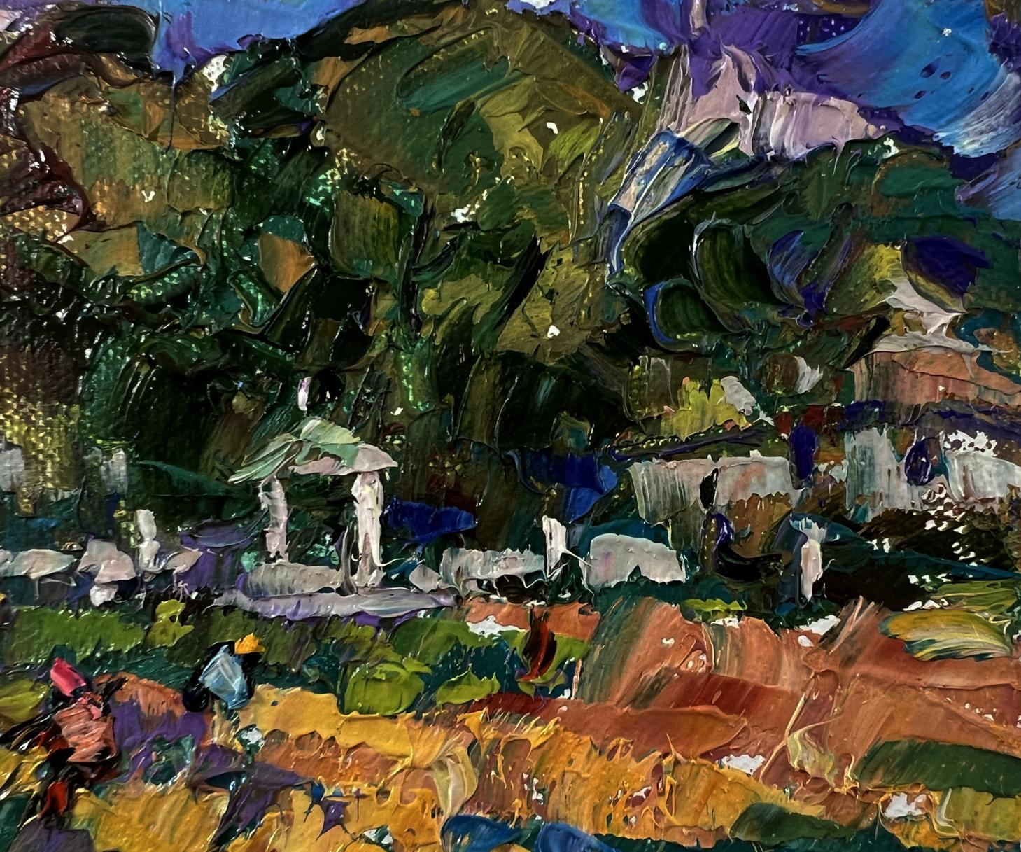 Vibrant impressionist oil painting Plowing a summer field by Oleksiy Ivanyuk