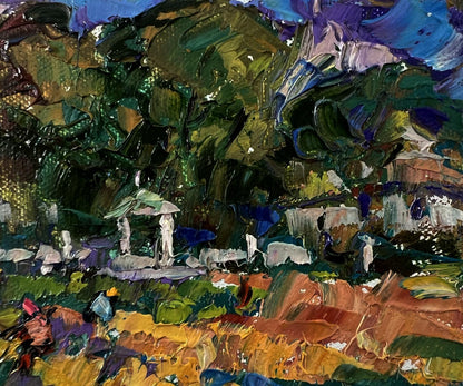 Vibrant impressionist oil painting Plowing a summer field by Oleksiy Ivanyuk