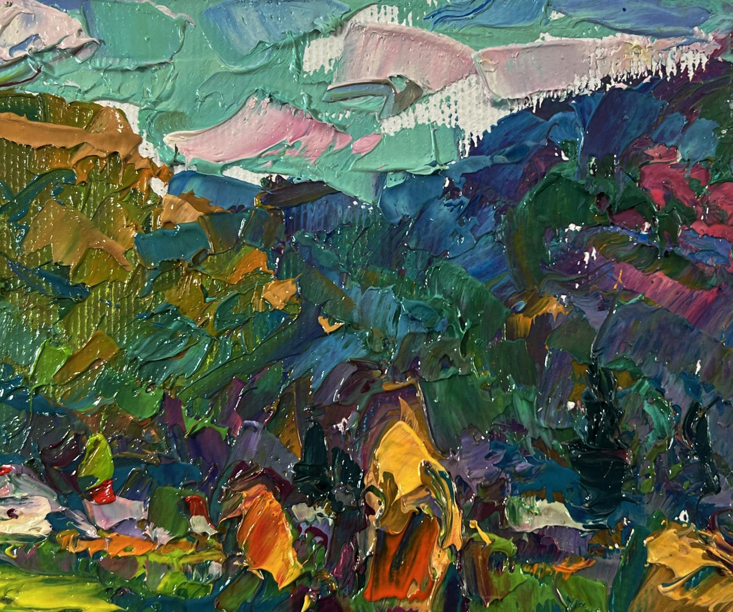 Vibrant impressionist oil painting Hot summer month by Oksana Ivanyuk