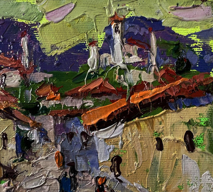 Vibrant impressionist oil painting of old residential town by Oleksiy Ivanyuk