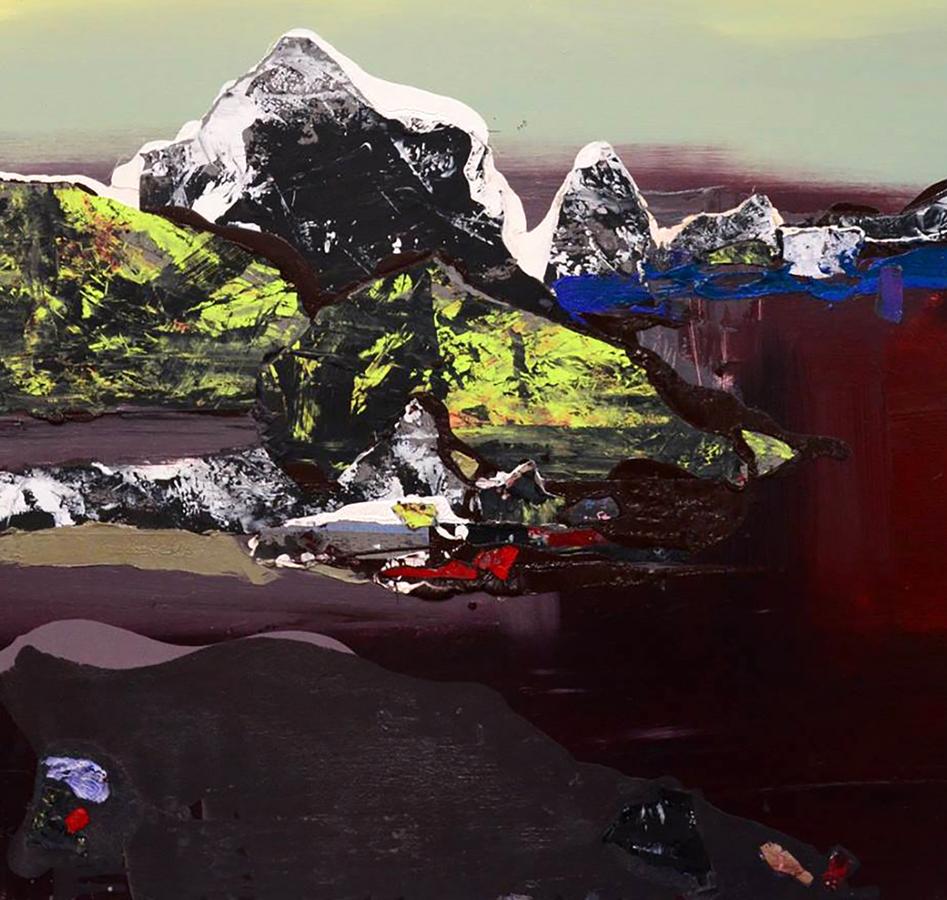 Abstract mountain oil painting Living matter by Natalia Korf-Ivaniuk