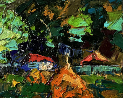 Vibrant impressionist oil painting Summer evening in the village by Oleksiy Ivanyuk