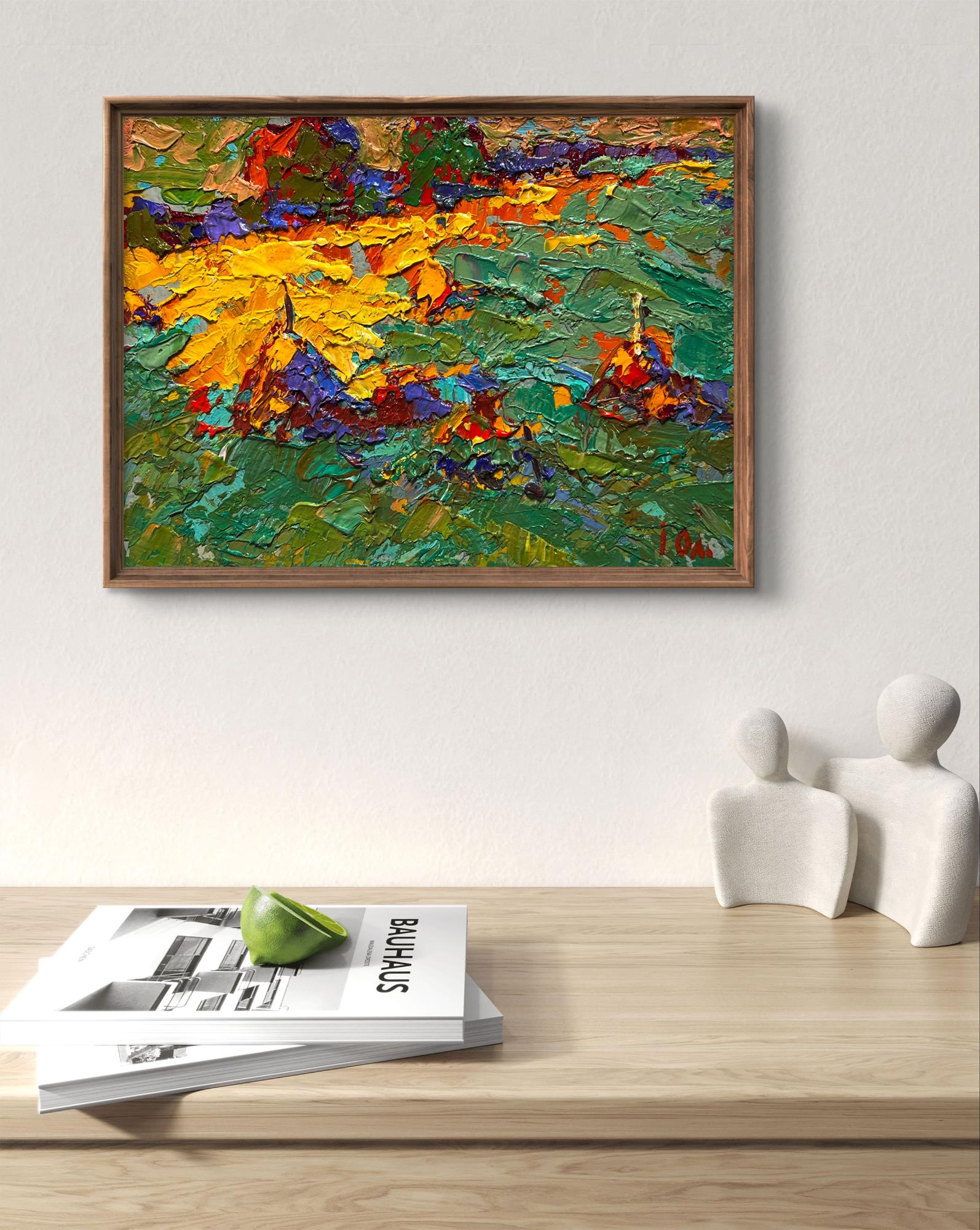 Oil painting The last ray of sunshine by Oleksiy Ivanyuk in wooden frame