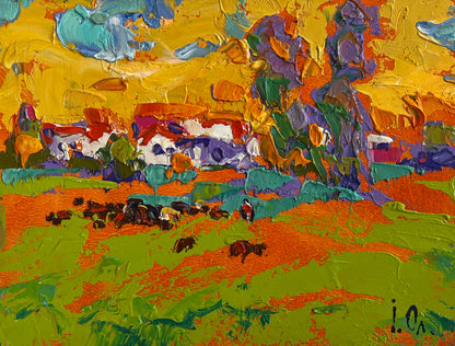 Vibrant impressionist pastoral painting by Oleksiy & Oksana Ivaniuk