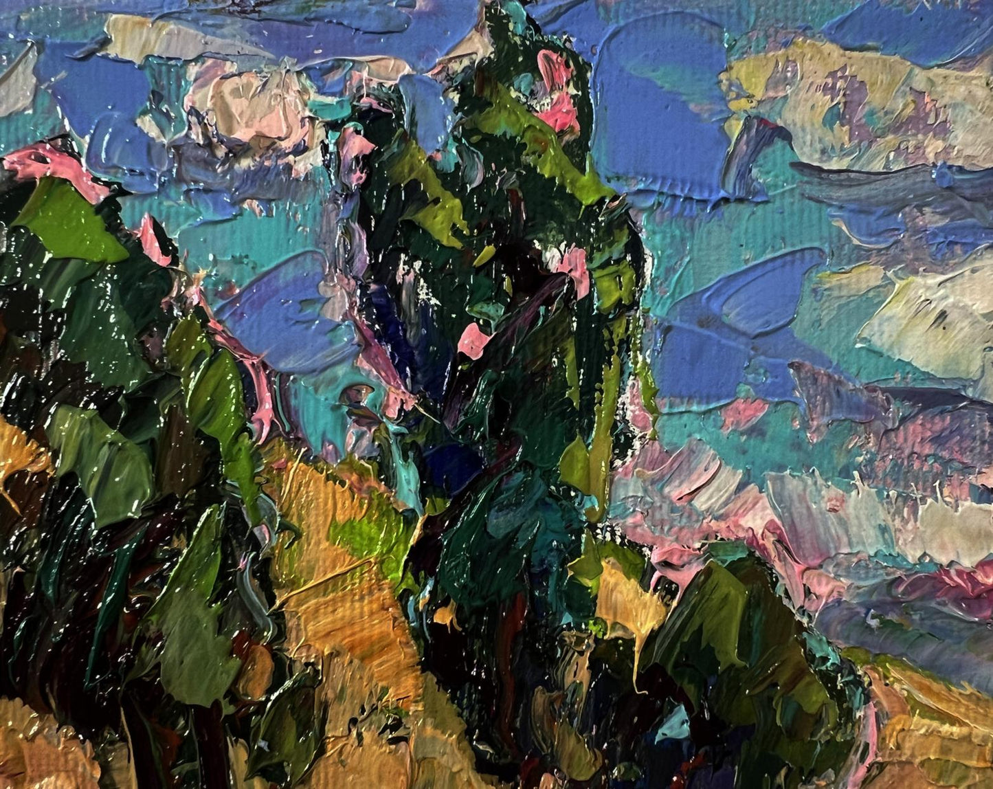 Vibrant impressionist oil painting Over the River by Oksana Ivanyuk