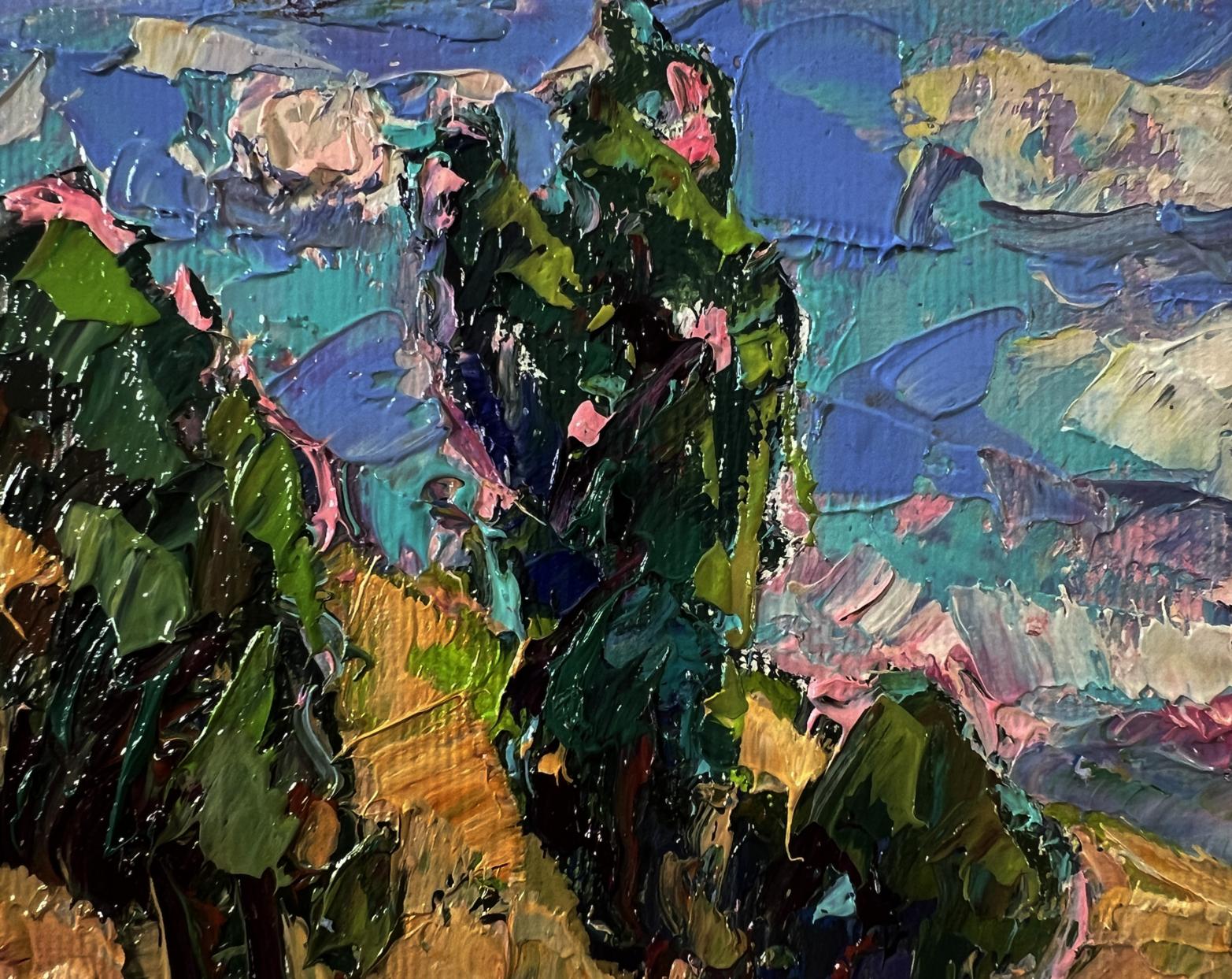 Vibrant impressionist oil painting Over the River by Oksana Ivanyuk