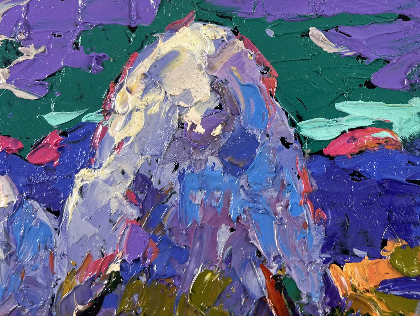 Oil painting Silver evening in the field by Oleksiy Ivanyuk vibrant abstract