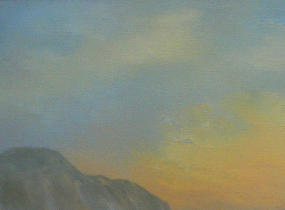 Oil painting Evening waves by Vasily Korkishko: mountain silhouette
