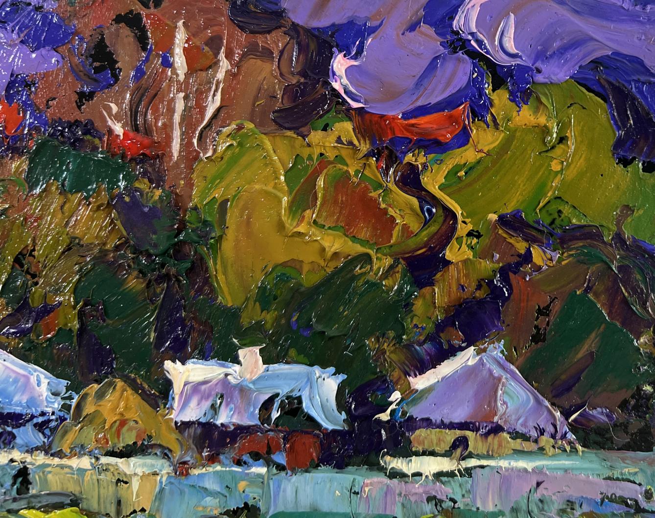 Vibrant impressionist oil painting On the edge of the village time stops by Oleksiy Ivanyuk