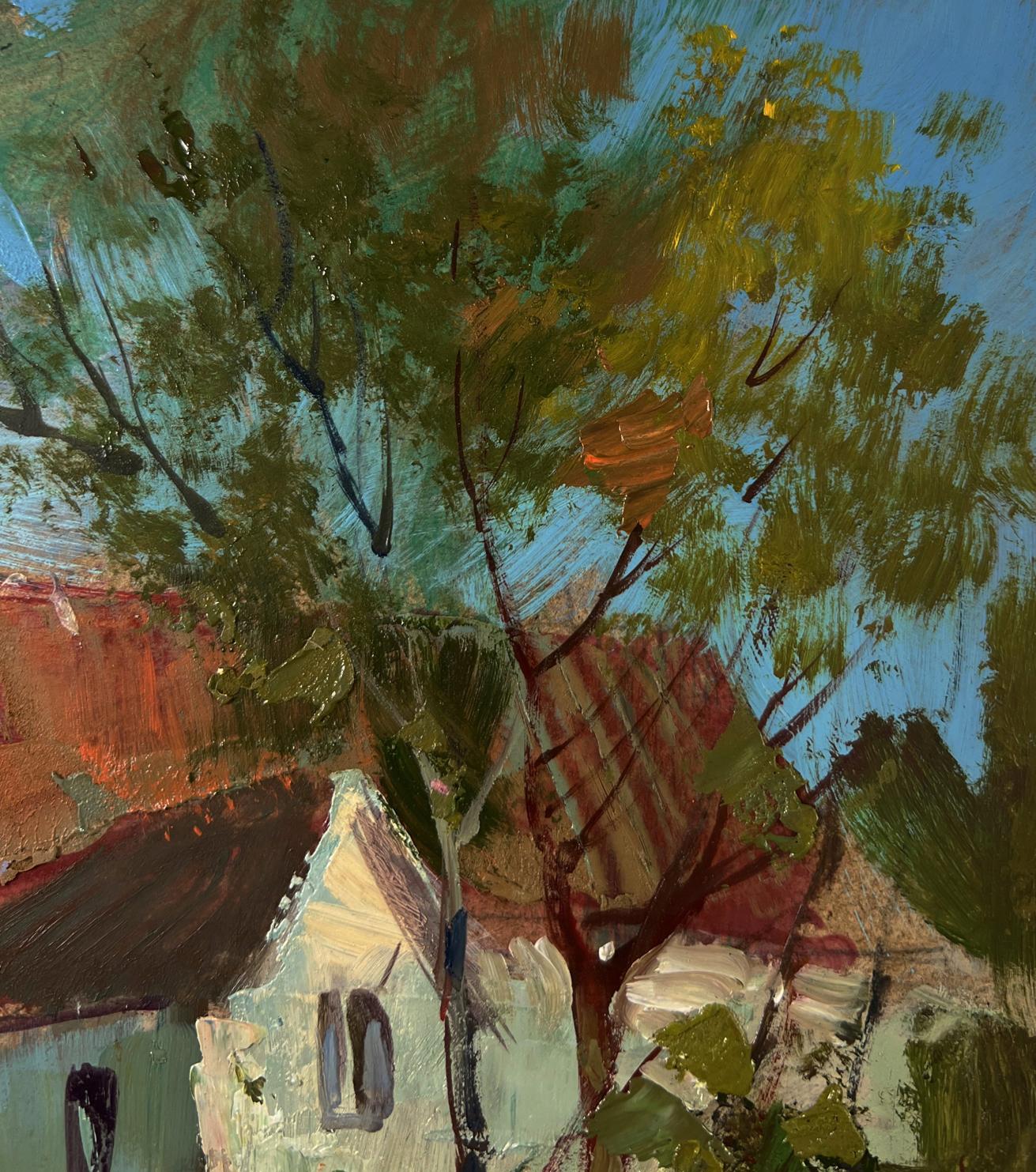Impressionist oil painting of village stream by Yuriy Suprunchuk