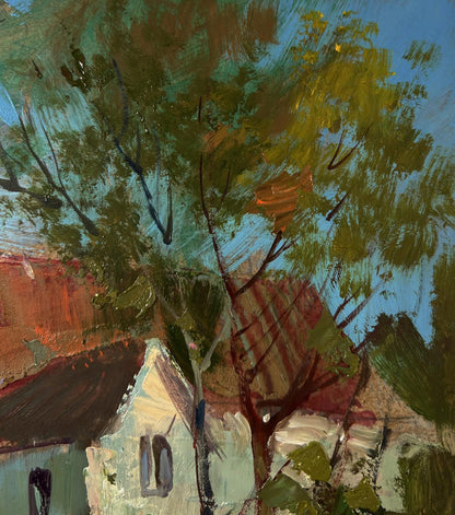 Impressionist oil painting of village stream by Yuriy Suprunchuk