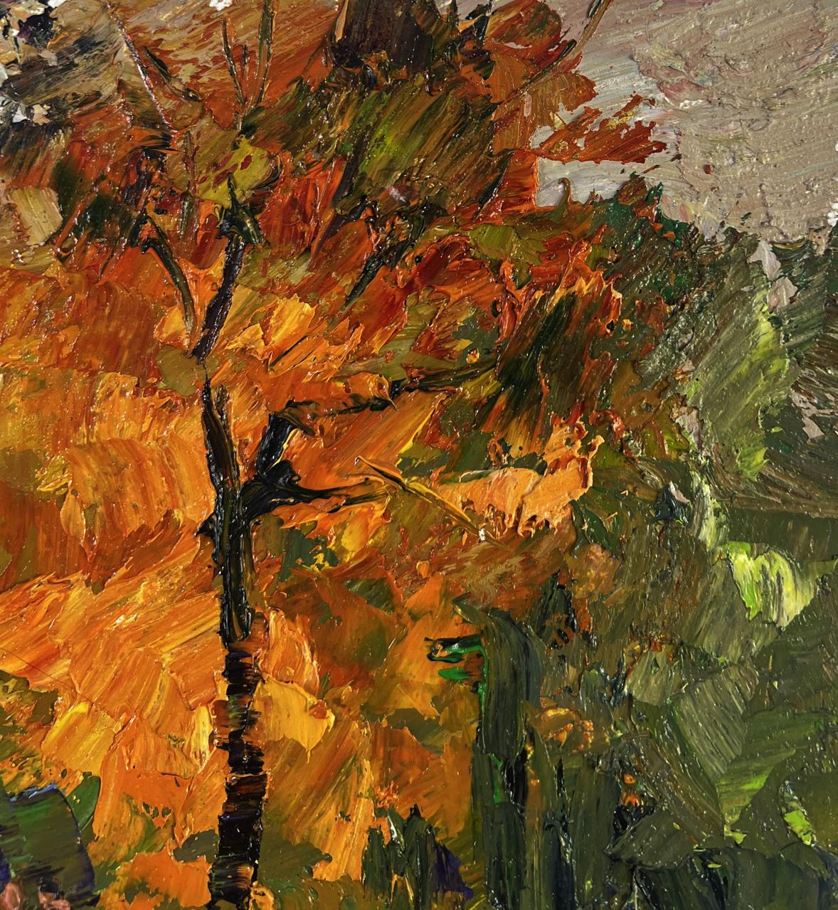Vibrant impressionist oil painting Leaves whisper beneath your feet by Boris Serdyuk
