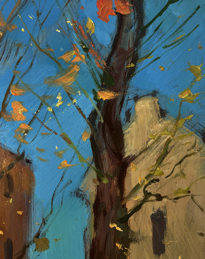 Oil painting of melancholic autumn tree by Yuriy Suprunchuk