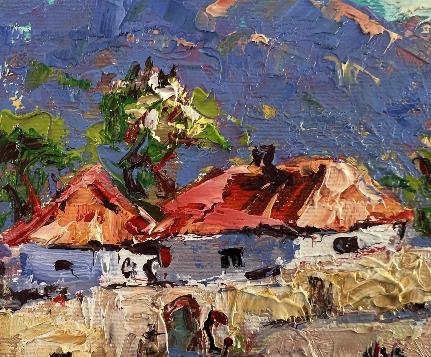 Vibrant impressionist oil painting of sunny village street by Oleksiy Ivanyuk