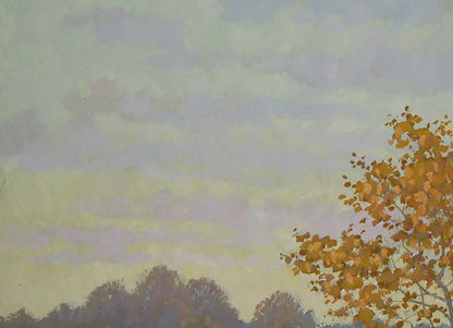Oil painting of autumn evening in fields by Valery Savenets