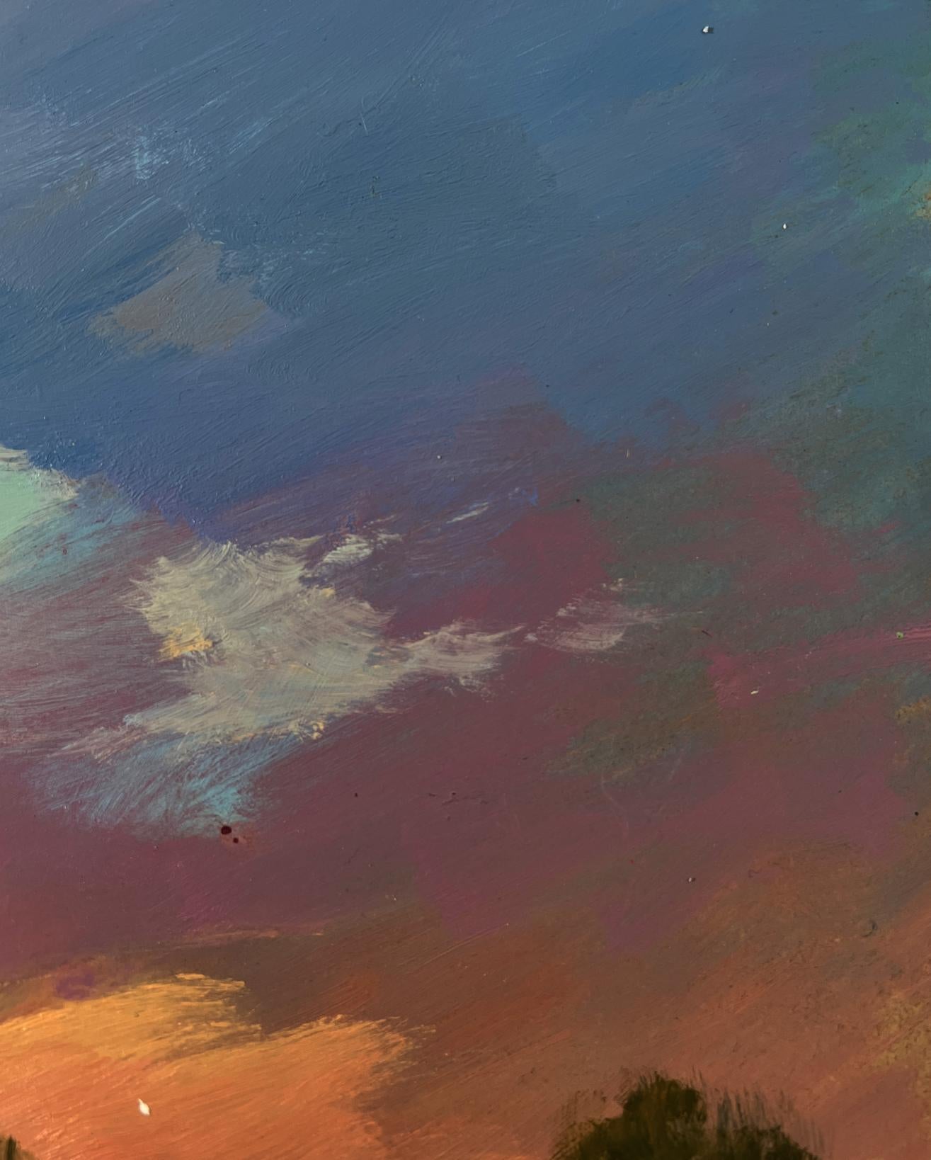 Oil painting of orange sunset over river by Yuriy Suprunchuk