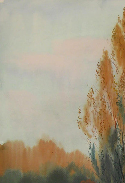 Watercolor painting of autumn trees by Valery Savenets