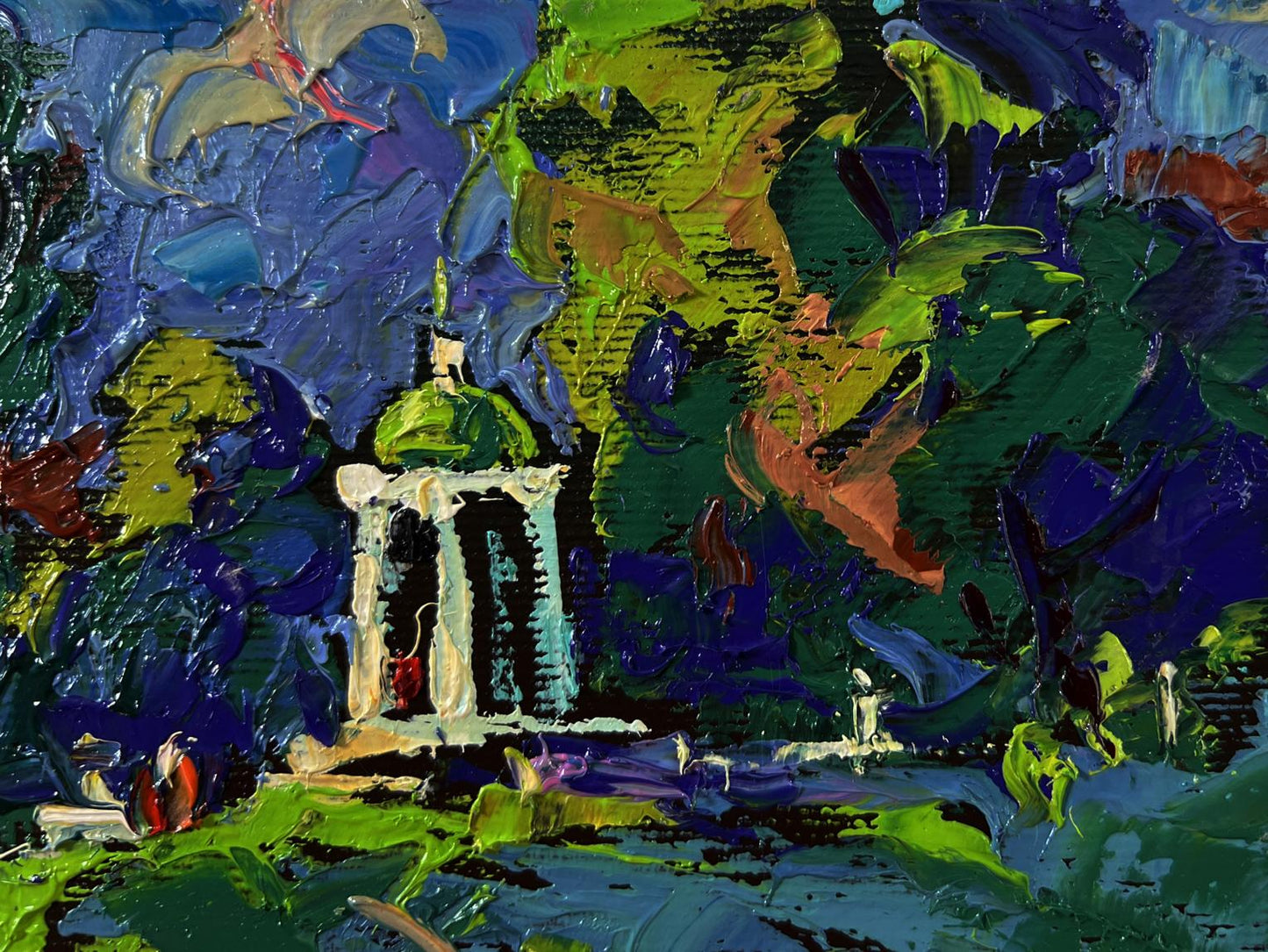 Oil painting of City Park gazebo by Oleksiy Ivanyuk