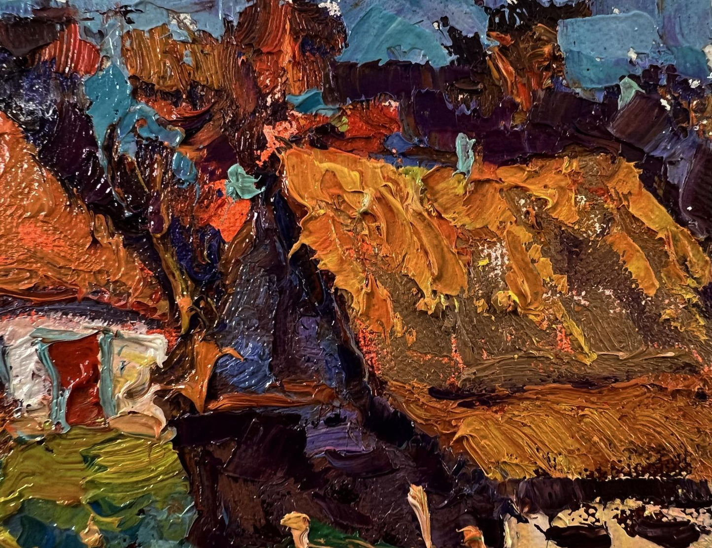 Oil painting The sun over the village by Oksana Ivanyuk