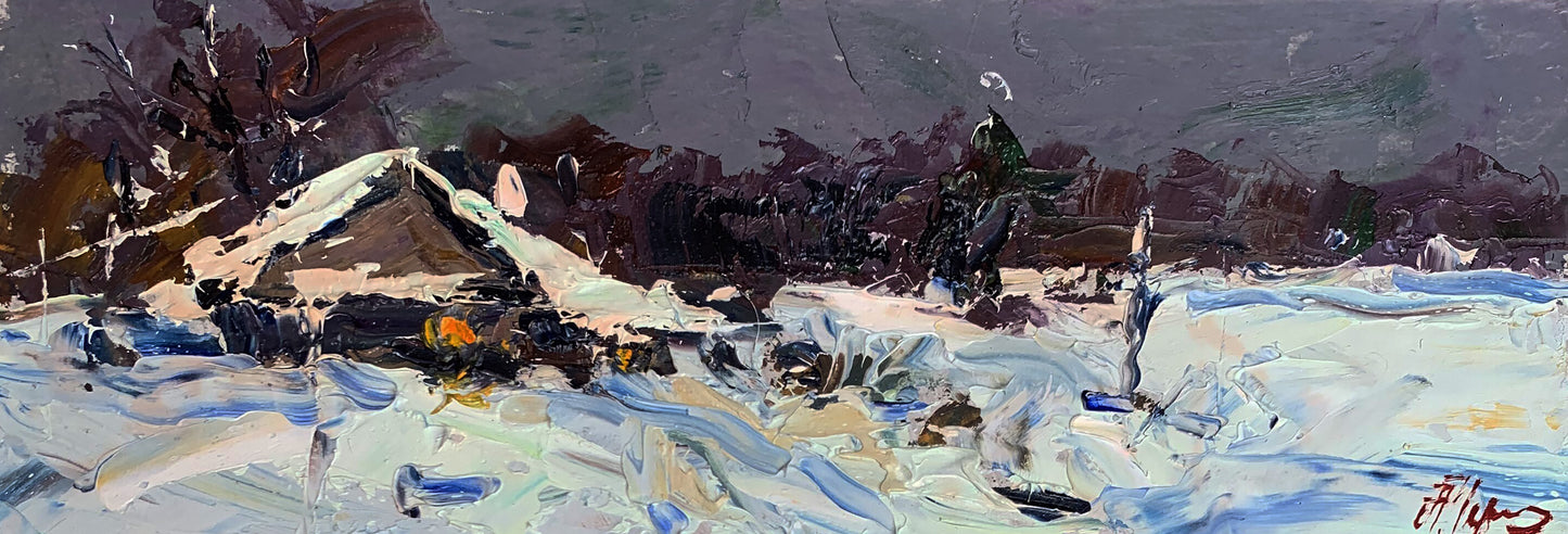 Abstract gray white blue brown expressionist painting by Alexander Cherednichenko wholesale $95