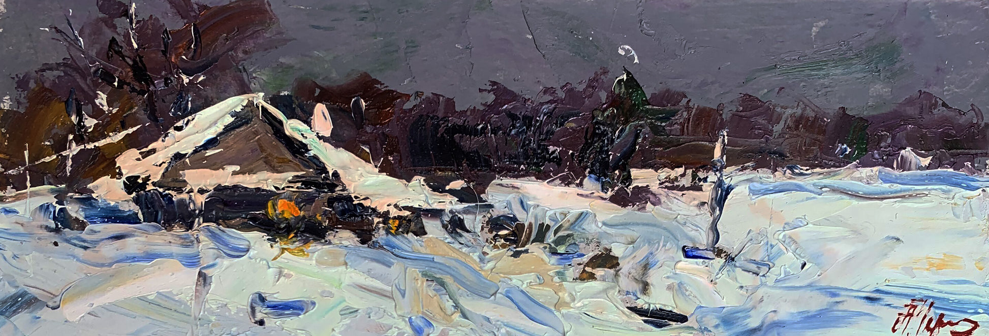 Abstract gray white blue brown expressionist painting by Alexander Cherednichenko wholesale $95