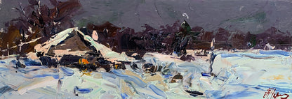 Abstract gray white blue brown expressionist painting by Alexander Cherednichenko wholesale $95
