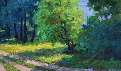Vibrant impressionist oil painting Road to the River by Boris Serdyuk