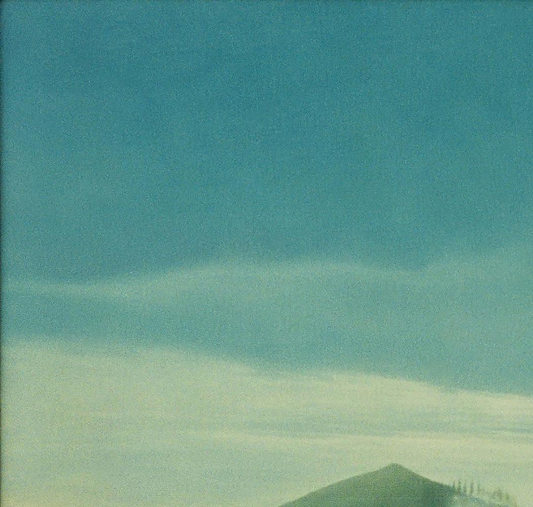 Oil painting After the winter snowstorm at night by Vasily Korkishko serene peak