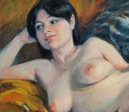 Impressionistic oil painting of female figure by Oksana Osnach, I see you in my dreams