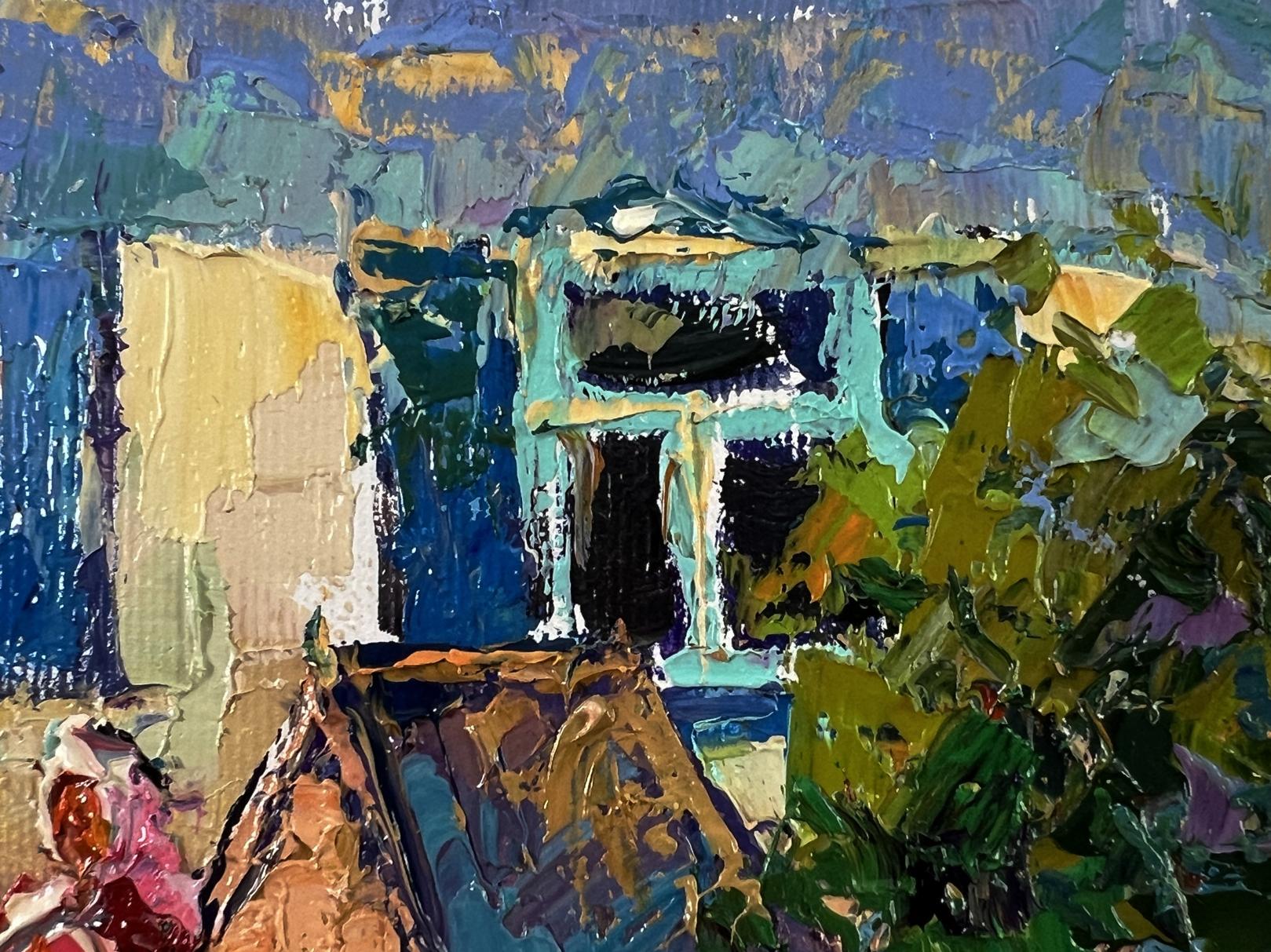Vibrant oil painting At the well in the yard by Oksana Ivanyuk