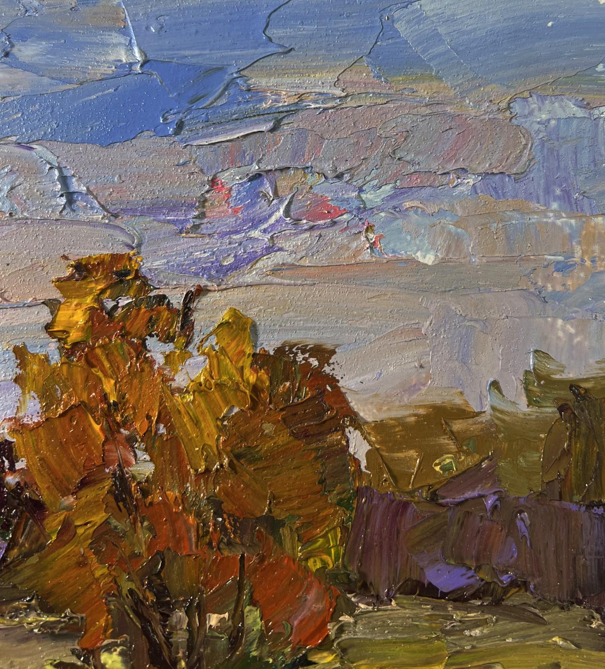 Impasto oil painting by Boris Serdyuk: vibrant autumn landscape